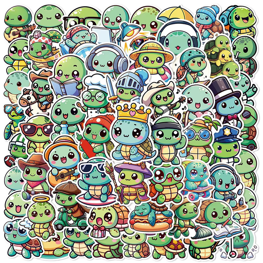 Ritnow Grüne Schildkröte Cartoon Aufkleber Wasserdichte Tier Graffiti Sticker für Laptop, Telefon und Gepäck - Bild 2