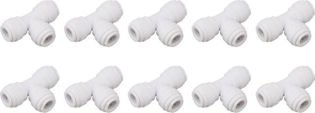 KONNWEI 10er Set Push-to-Connect T-Stück Schnellverbinder aus Kunststoff in Weiß für 8mm Schläuche - Bild 1