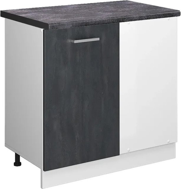 Vicco Eckunterschrank R-Line mit Arbeitsplatte in Schwarz Beton, Weiß und Anthrazit, Breite: 86 cm - Bild 2