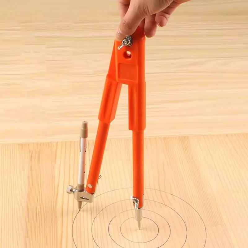 Kreisförmiger Bleistift-Zirkel in Orange für Schule und Büro, Durchmesser: 25 cm - Bild 2