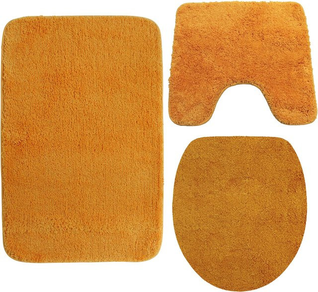 NYVI Badematte Lasalle Set 3-teilig Orange, rutschfest und saugfähig - Bild 1