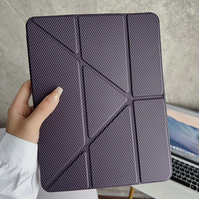 Y-Falz Stand Case Lederhülle mit Stifthalter für iPad Air, iPad Pro und iPad Mini in Violett - Bild 1