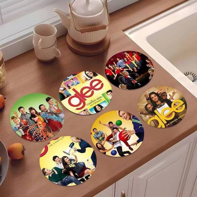 Glee-TV Untersetzer aus Holz, rund, Durchmesser: 10 cm, Mehrfarbig - Bild 1
