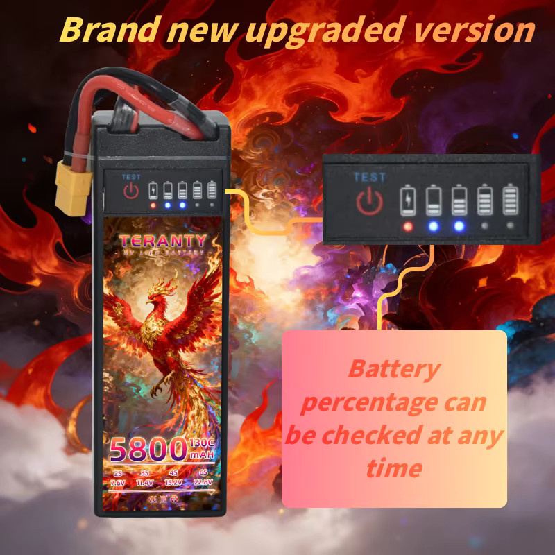 TERANTY 3S LiPo-Akku, 11,1V/11,4V, 100C/130C, 5400/5800mAh, XT60 T-Stecker, mit LED-Anzeige - Bild 3