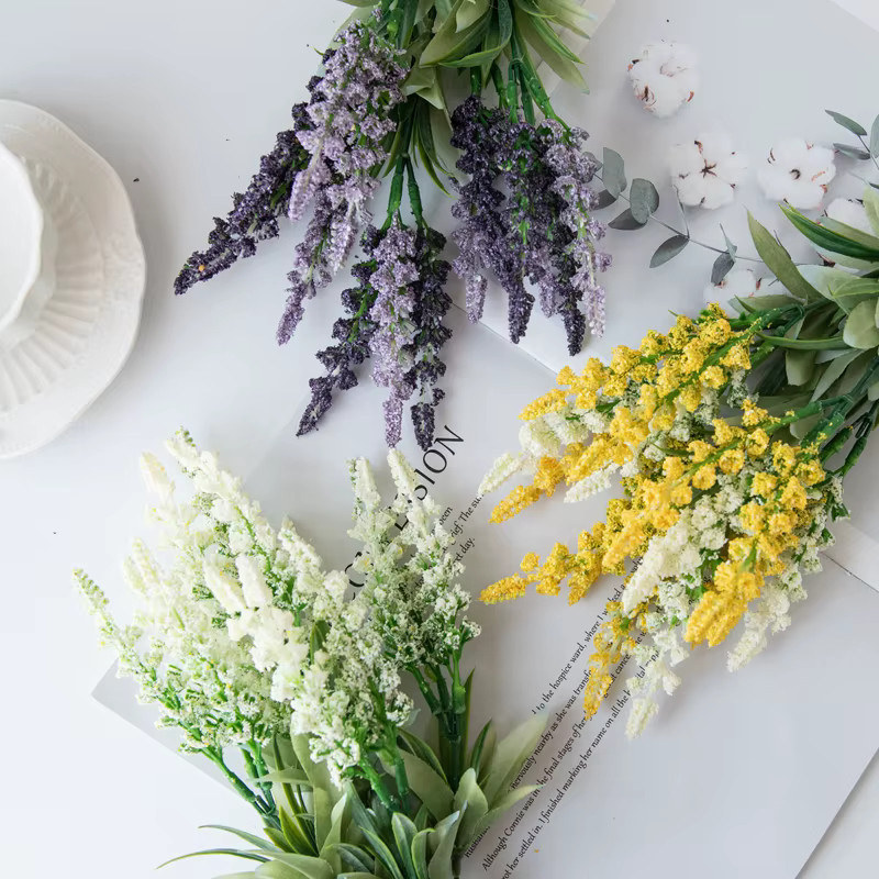 Künstlicher Lavendel in Gelb als florale Dekoration für Hochzeit, Garten und Wohnaccessoires - Bild 2