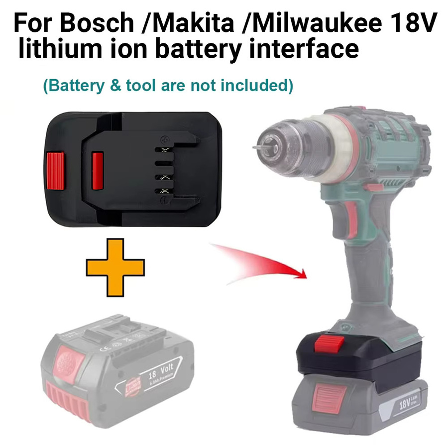 Adapter-Konverter für Makita 18 V Li-Ionen-Akkus auf Dewalt, Milwaukee und Parkside X20V Li-Ion Werkzeuge in Schwarz - Bild 2