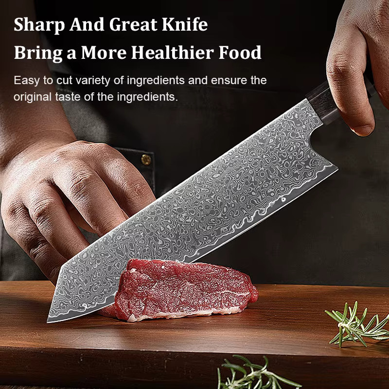 Baovim Küchenmesser-Set aus japanischem Damaststahl mit Kiritsuke-Messer und Ebenholzgriff in Schwarz - Bild 2