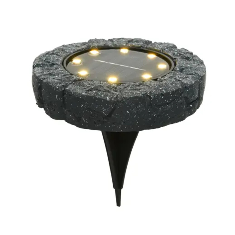 LUMINEO Solarleuchte Gartenstecker aus Polyresin in Grau mit warmweißem LED-Licht - Bild 2