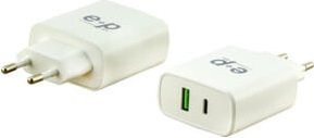 e+p USB-Schnellladegerät AC 212 mit 2 Ports (USB-C und USB-A) in Weiß - Bild 1