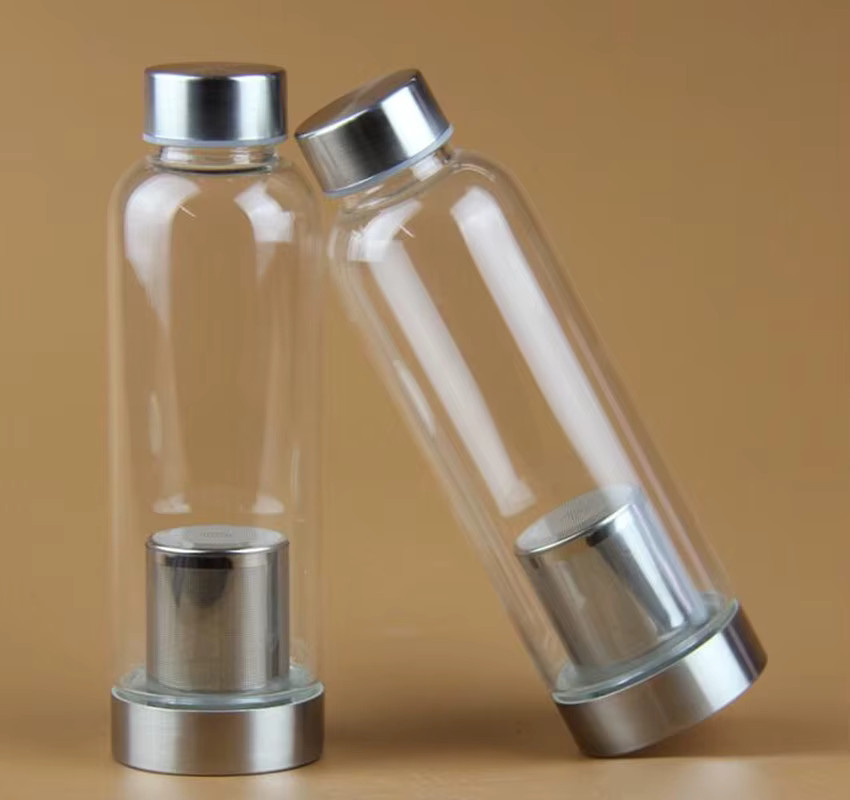AIWILL My Sport Tragbare Borosilikatglas Wasserflasche mit Tee-Infuser und Griff, Grün/Transparent, 420 ml oder 550 ml - Bild 1
