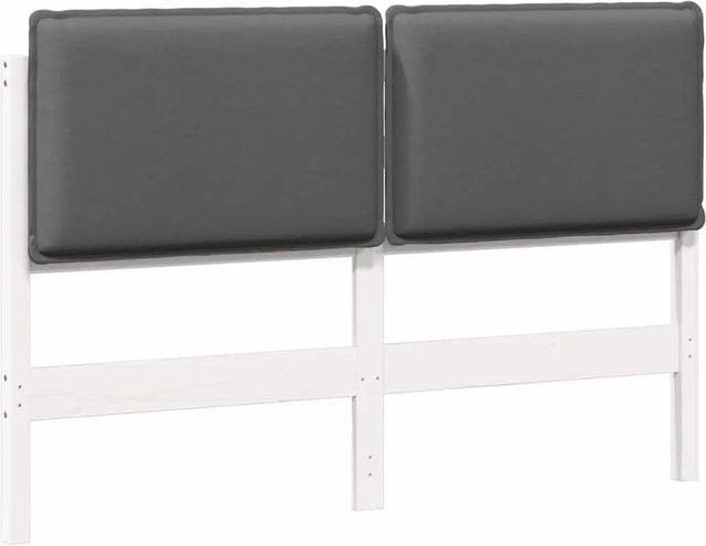 vidaXL Gepolstertes Kopfteil in Weiß und Hellgrau mit Massivholzrahmen, Breite: 140 cm, Tiefe: 12 cm, Höhe: 84,5 cm - Bild 1