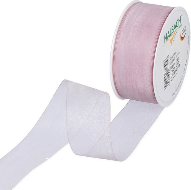 Halbach Organzaband Weiß-rosa, Breite: 4,0 cm, Länge: 5 m - Bild 1