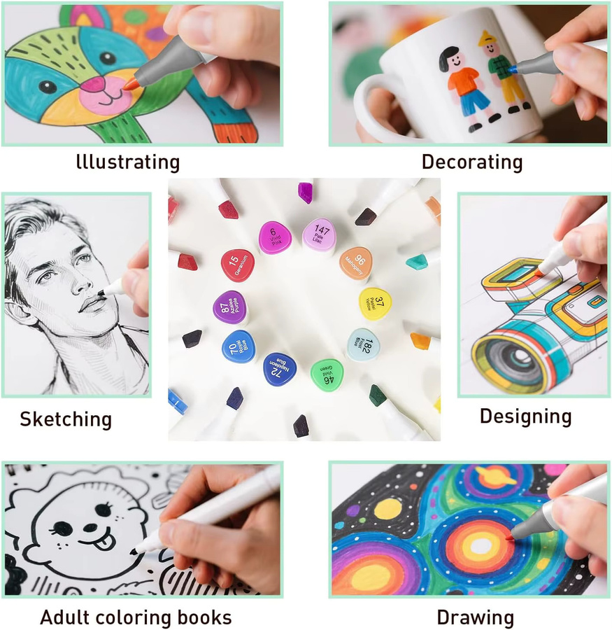 CHENRUI Dual Tips Permanent Marker Set mit 80 Farben für Illustrationen und Schulbedarf in Multicolor - Bild 2