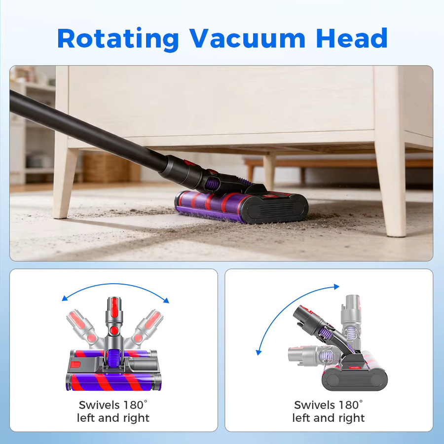 Dyson Doppel-Soft-Roller-Bürstenkopf mit LED-Licht für V7 V8 V10 V11 V15 Staubsauger – frei drehbare Bodenbürste - Bild 4