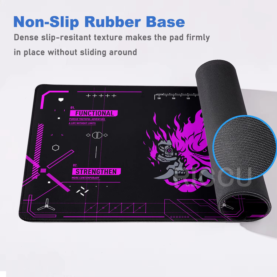 Potdemiel XXL Machine Devil Mask Gaming-Mauspad im Cyberpunk-Anime-Design, rutschfeste Schreibtischunterlage in Multicolour - Bild 4