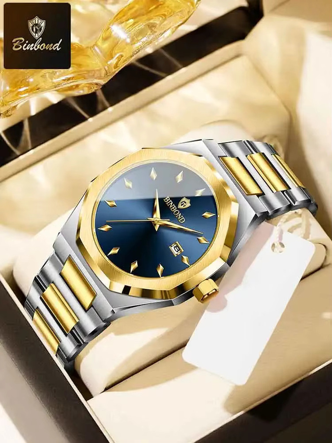 BINBOND Armbanduhr Quarz, Edelstahl, Blau, Herren - Bild 3