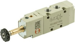 Riegler 5/2-Wegeventil, elektrisch betrieben, mit externer Steuerluft, monostabil, Farbe: Grau, Anschluss: G 1/4 - Bild 1