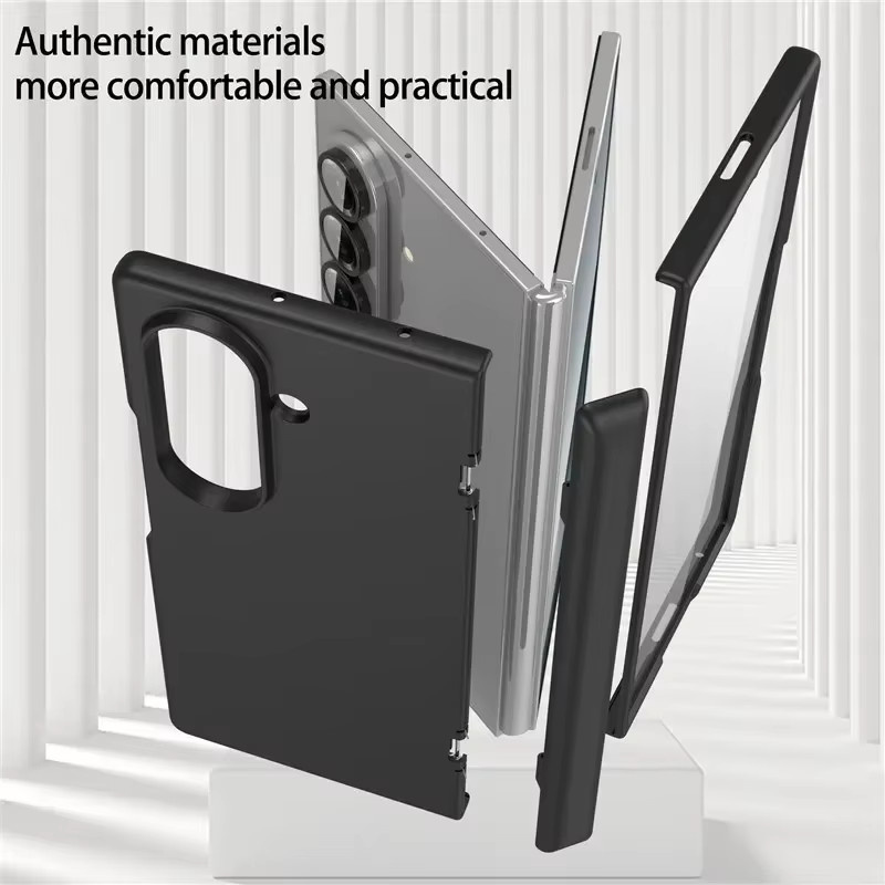 Samsung Galaxy Z Fold 7 5G Schutzhülle mit magnetischem Ladescharnier und HD-Bildschirm-Frontfolie in Schwarz und Grün, matt und stoßfest - Bild 1