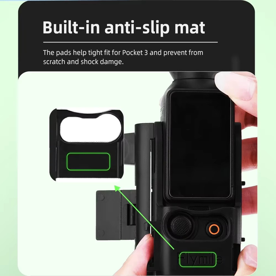 Flymile Pocket 4 Erweiterungshalterung Adapter für DJI Osmo Pocket 3 Schutzgehäuse mit Cold Shoe in Schwarz - Bild 4