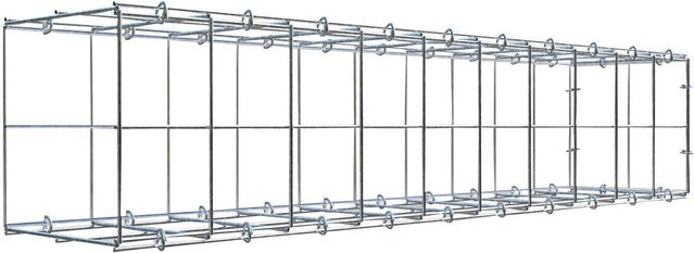 Gabiona C-Ring Anbaukorb Typ 2 in Silbergrau, B/H/T: 20 x 100 x 20 cm, Maschenweite 10 x 10 cm - Bild 1