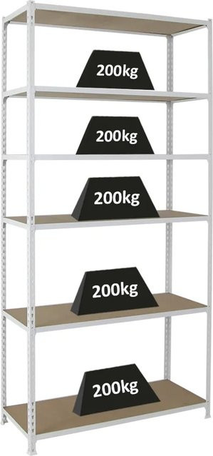 PROREGAL Schwerlastregal Giant Muli mit 6 verstellbaren Fachböden, Farbe Weiß, H x B x T: 250 x 120 x 50 cm - Bild 1