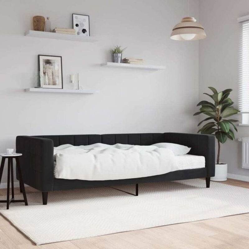 Vidaxl Polsterbett Tagesbett mit Matratze aus Samt und Metall in Schwarz, B/T/H: 200 x 90 x 68 cm - Bild 1