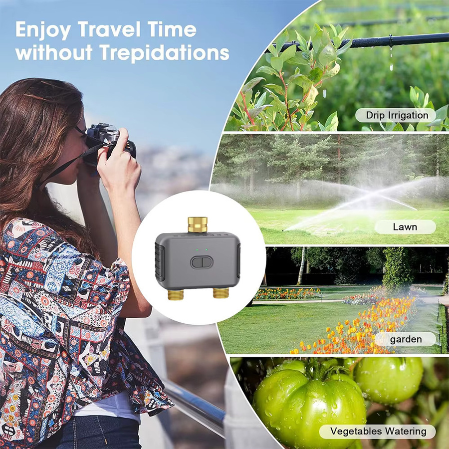 Insoma Wasserhahn Schlauch Timer mit Dual Outlet für die automatische Gartenbewässerung in Grau - Bild 5