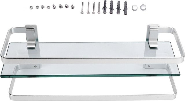 Aimo Badezimmerregal Wandorganizer aus Glas und Metall in Silber - Bild 1