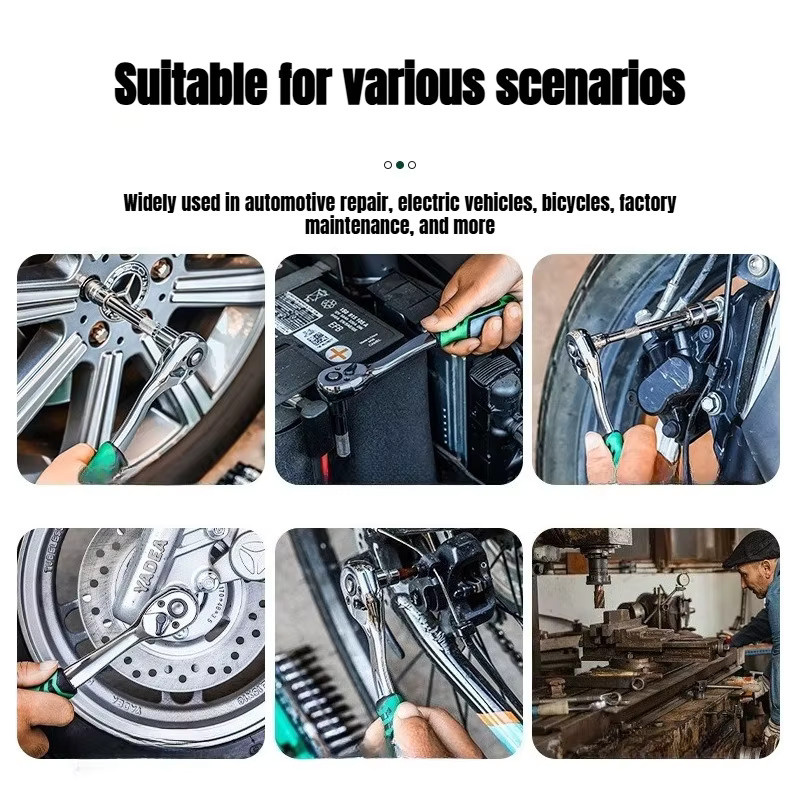 JUSTINLAU 12-teiliges Ratschenschlüssel-Steckschlüssel-Set mit 72 Zähnen, metrisches Set für Kfz-Reparatur und Haushalt, 1/4 Zoll, 3/8 Zoll und 1/2 Zoll - Bild 5