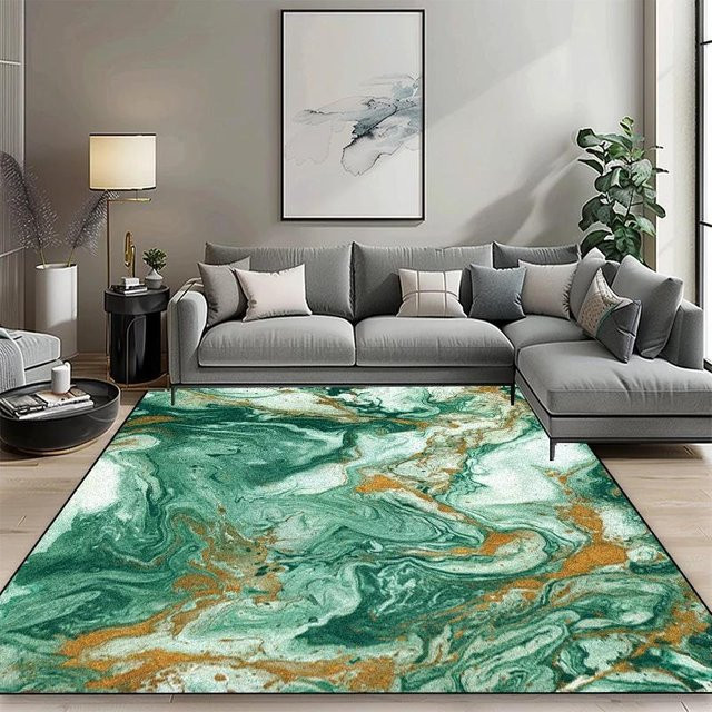 Karpetti Geometrischer Teppich Modern Grün, Waschbar und Rutschfest, B/T: 200 x 300 cm - Bild 1