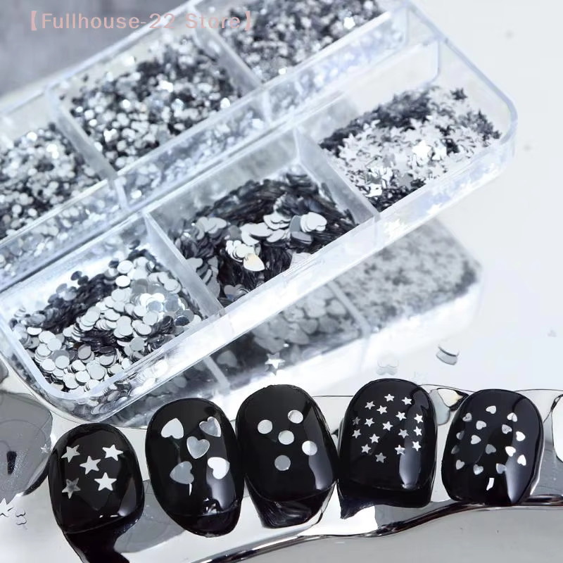 Heabety Nageldekoration, Silber-Glitzer, Liebessterne, 3D-Nagelschmuck - Bild 3