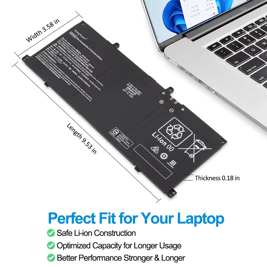 HP GD03XL Laptop-Akku 11,58 V 59,16 Wh Schwarz für HP Envy x360 2-in-1 14-FC 14-FA 14-fa0000 OmniBook X 14-fe0000 EliteBook Ultra G1q 14 - Bild 2