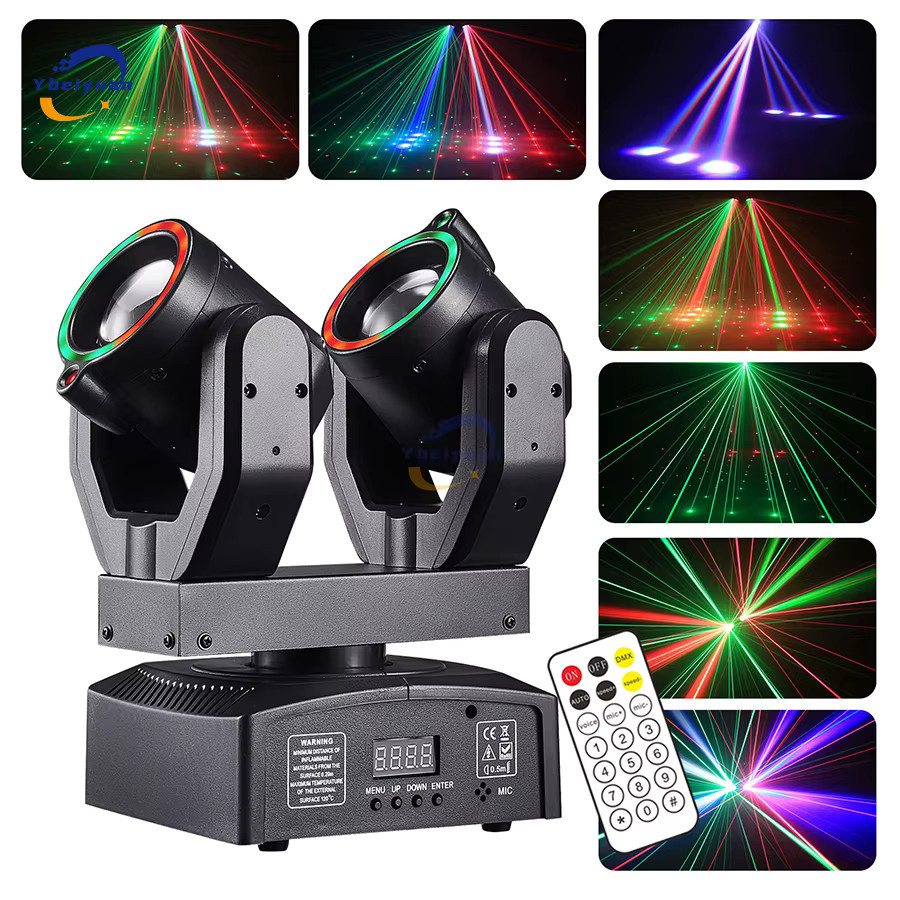Ybeiyuan Doppel Kopf Moving Head Strahl Licht mit Blende und Fernbedienung DMX512 in Schwarz - Bild 2