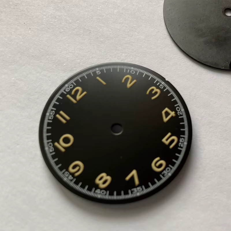 HEIMDALLR Zifferblatt, Vintage Pilot's Style, Schwarz, 28,5 mm - Bild 3