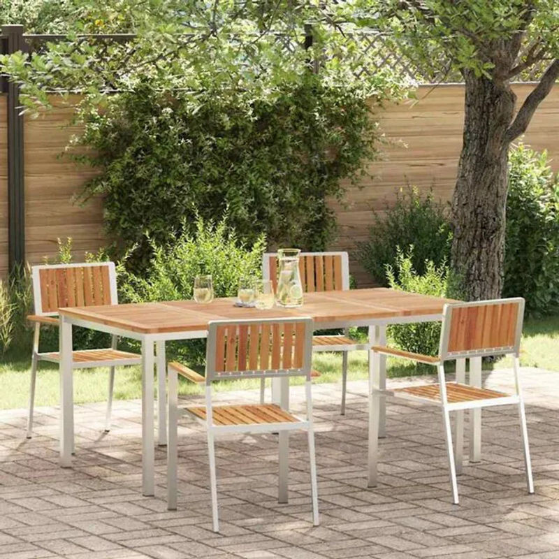 vidaXL Garten Essgruppe aus Akazie Massivholz und Metall in Braun, 5-teiliges Set im modernen Design - Bild 1