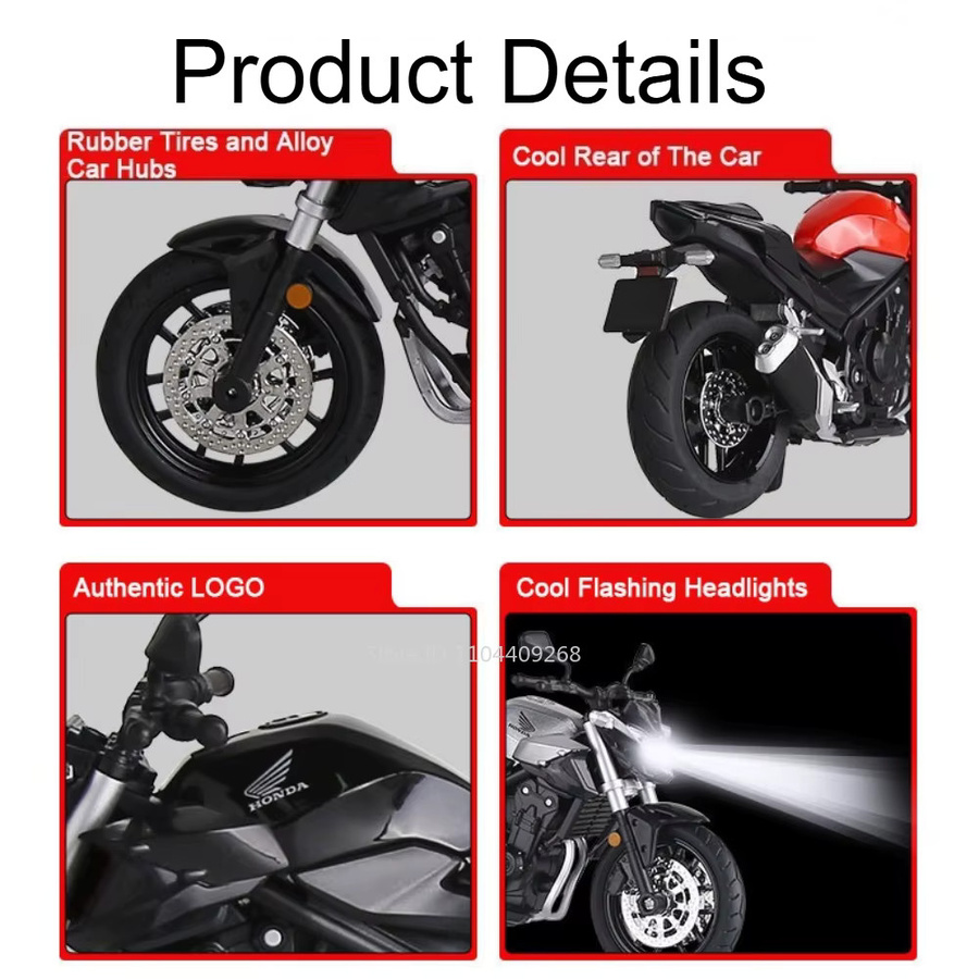 RMZ city Honda CB400F CBR1000 Motorrad Modell, 1:12, Metall, Gummi, Schwarz - Bild 3