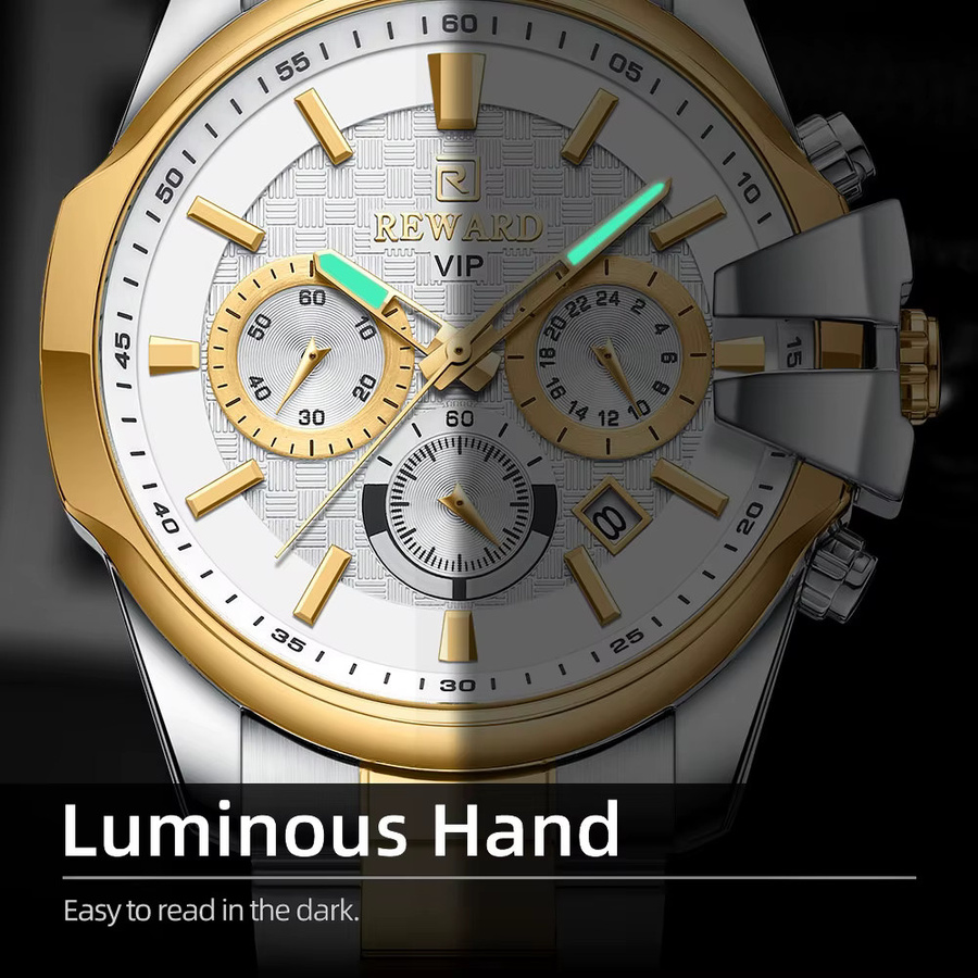 BELOHNUNG Armbanduhr Chronograph, Quarz, Edelstahl, Schwarz, Herren - Bild 4