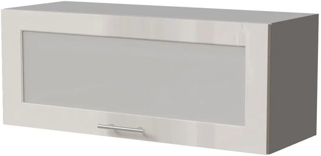Feldmann-Wohnen Klapphängeschrank Brerra W4BS/90 WKF in Grau und Creme Hochglanz mit Glastüren und Soft-Close, B/T/H: 90 x 32,5 x 36 cm - Bild 1