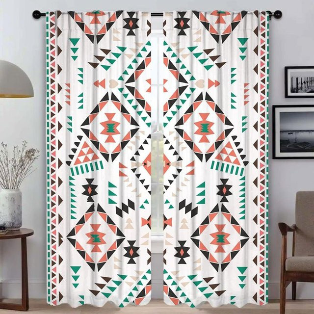 2er-Set Böhmische Raumvorhänge aus Tüll in Multicolour für Wohnzimmer und Schlafzimmer, Breite: 50 cm, Höhe: 70 cm - Bild 1