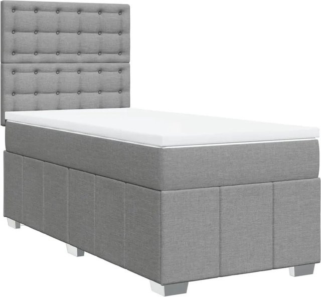 vidaXL Boxspringbett mit Matratze Hybrid-Design in Hellgrau, B/T/H: 80 x 200 x 140,5 cm - Bild 1