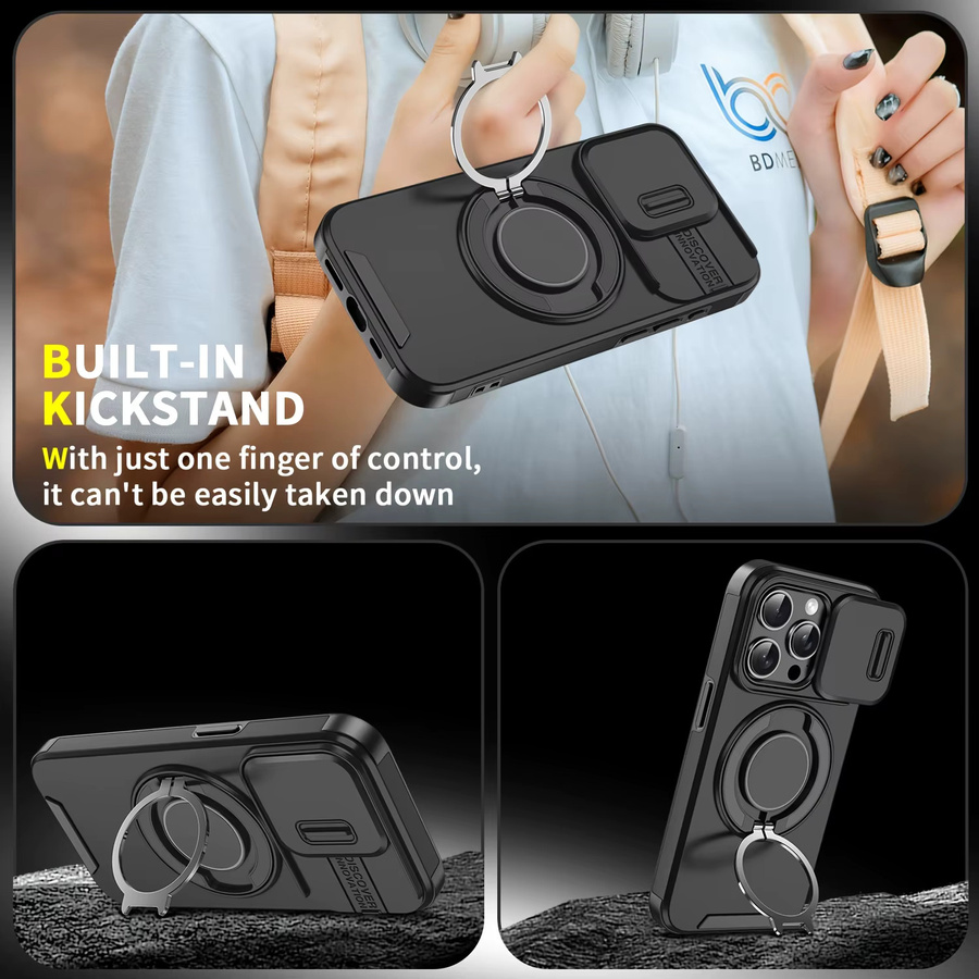Robuste Rüstungshülle mit magnetischer Halterung und Schiebekamera-Schutz für iPhone 11 bis iPhone 17 Pro Max Plus in Schwarz und Blau - Bild 3