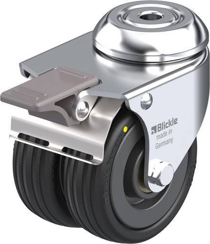 Blickle Doppel-Lenkrolle 75K-FI-EL in Schwarz und Silber mit 75 mm Rad-Durchmesser und 90 kg Tragfähigkeit - Bild 1