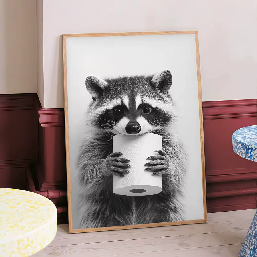 Selbstklebendes Kunstposter von moetch mit Highland Cow, Otter, Katze und Waschbär auf Toilette, modernes Wandbild in Mehrfarbig und Weiß, Rechteckig, Breite: 15,0 cm, Höhe: 15,0 cm - Bild 5