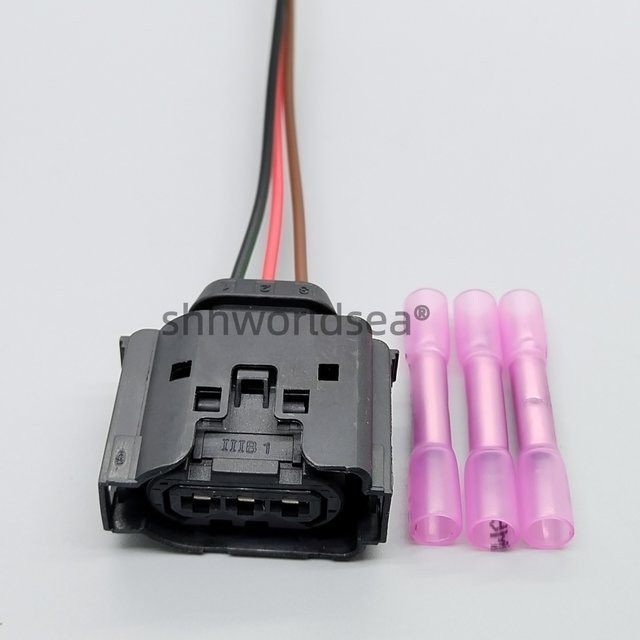 Shhworldsea 3-poliger elektrischer Kfz-Stecker 09441351 09441381 Auto-Kabelbaumsockel in Schwarz - Bild 1