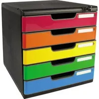 Exacompta Schubladenbox MODULO mit 5 abschließbaren Schubladen, Format A4, Kunststoff, Blauer Engel - Bild 1