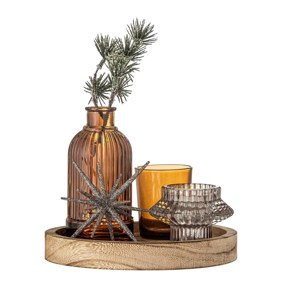 Bloomingville Tablett Sanga aus Glas in Gold, Durchmesser: 18 cm - Bild 1