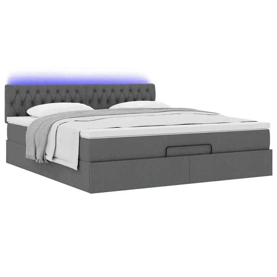 vidaXL Ottoman-Bett mit Matratze und LED-Unterbettbeleuchtung in Dunkelgrau, B/T/H: 160 x 200 x 78 cm - Bild 2