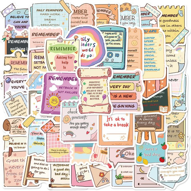 50 motivierende Vinyl-Aufkleber von PickJoy in Multicolour für Laptop, Scrapbook und Tagebuch - Bild 1