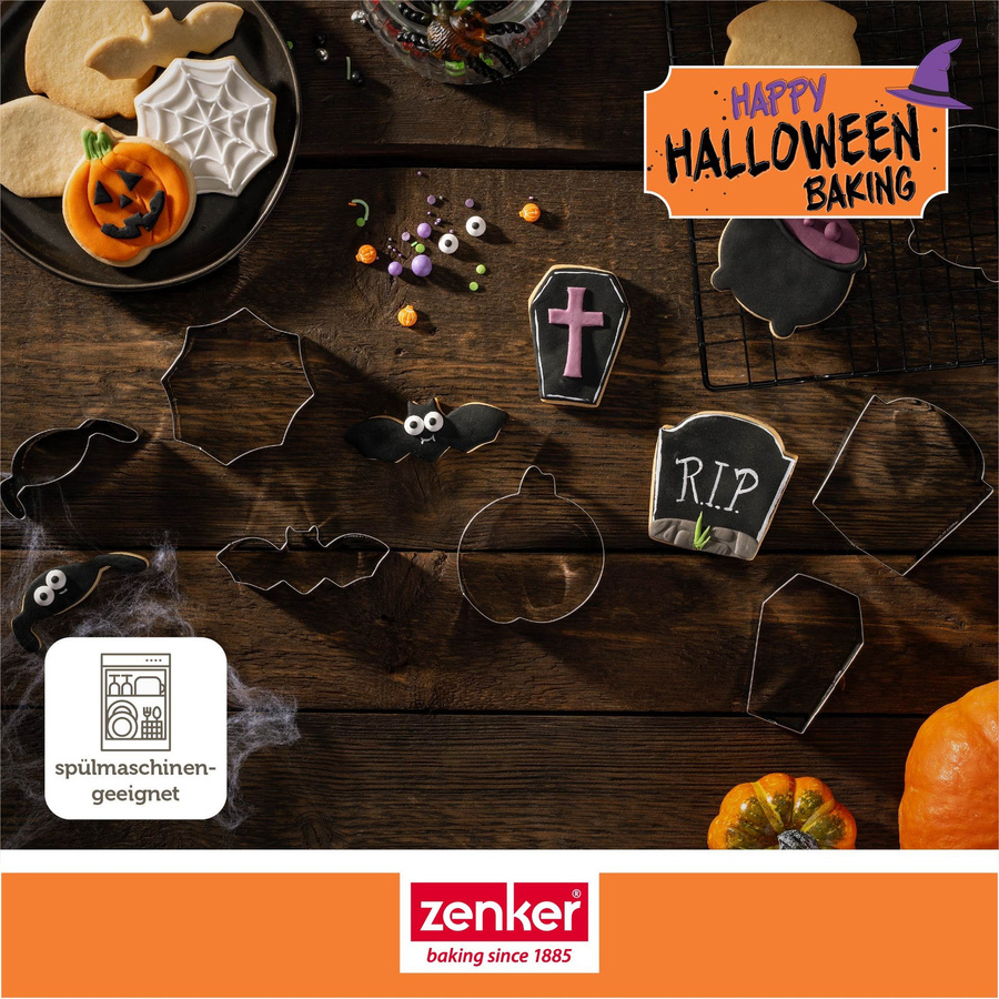 Zenker Happy Halloween Ausstecher-Set für Kekse, 7-teilig, Silber aus Edelstahl - Bild 2