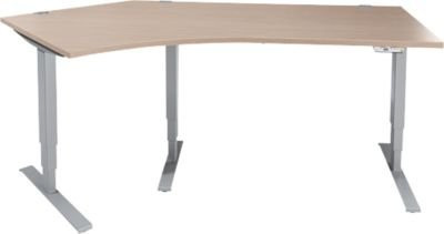 Schäfer Shop Genius Winkelschreibtisch AERO FLEX, elektrisch höhenverstellbar, 135 Grad Winkel links, Eiche und Weiß-Alu, B: 216,5 cm - Bild 1